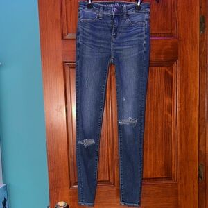American Eagle Outfitters Distressed Blue Skinny Jeans